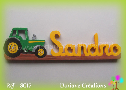 Prenom en bois sandro tracteur